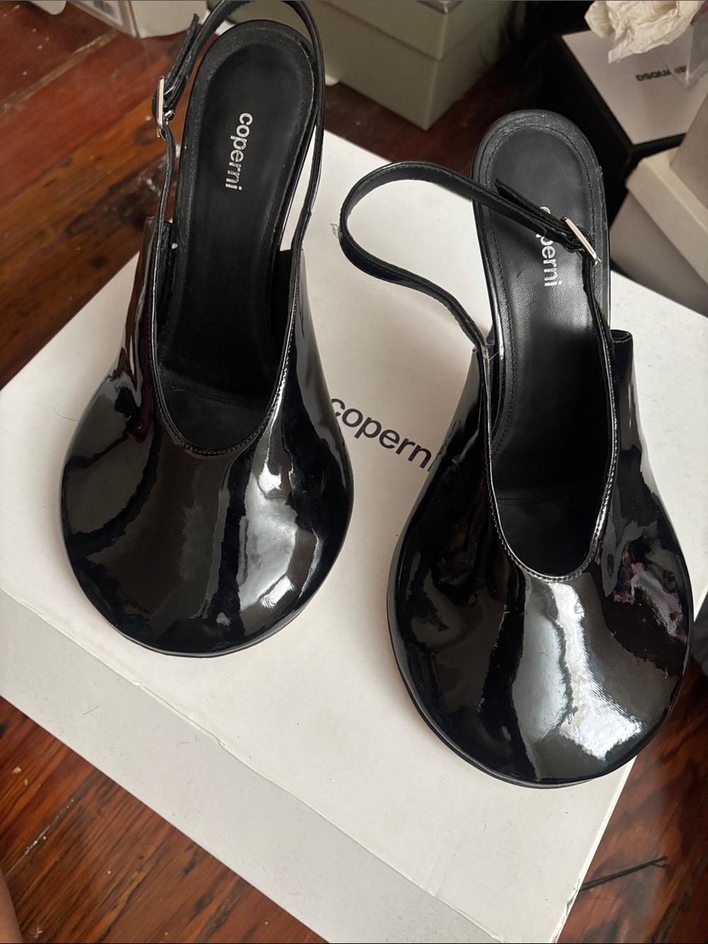 Coperni Black Patent Slingback Pumps - Glossy Rounded Toe